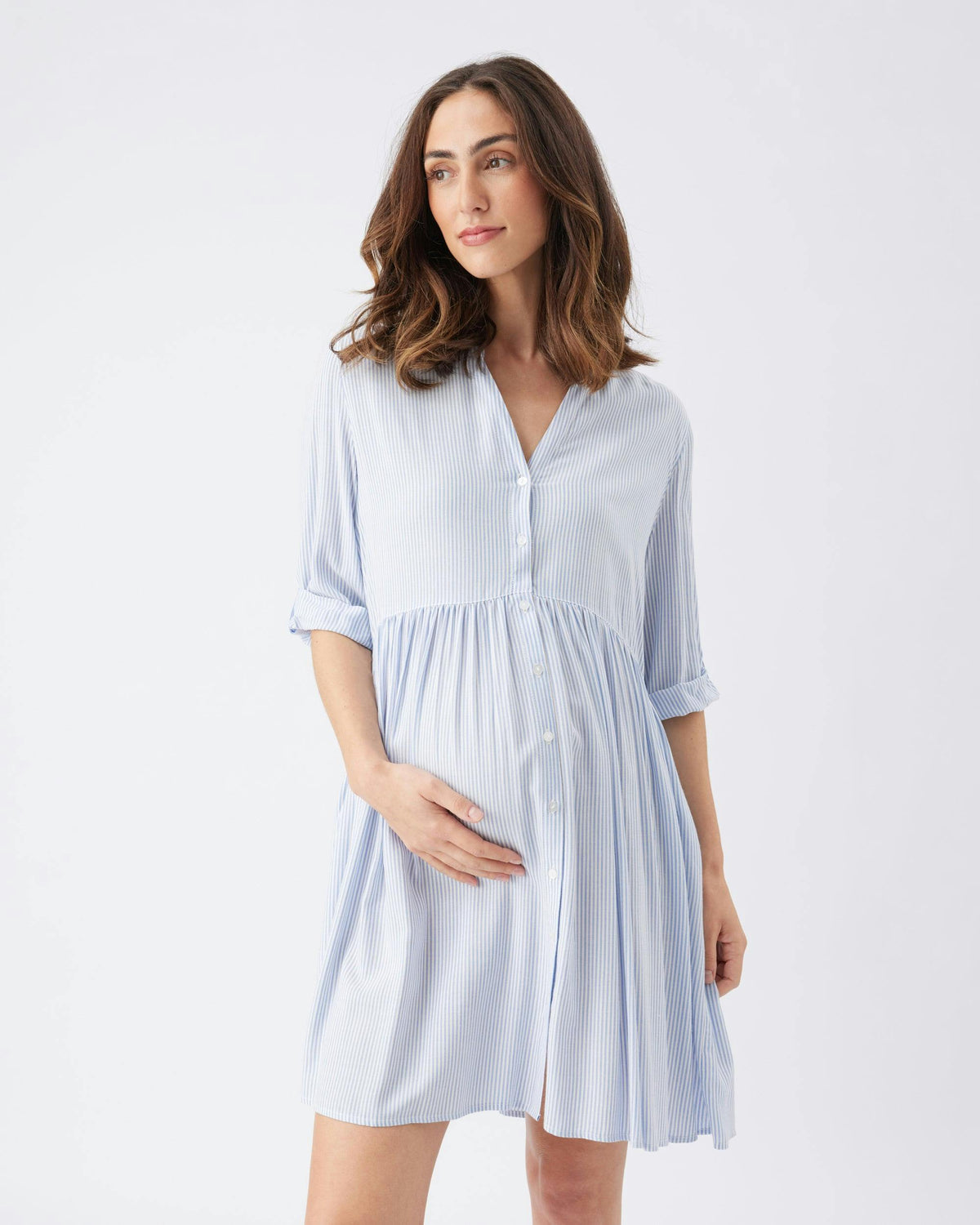 Sam Stripe Dress  Sky Blue / White