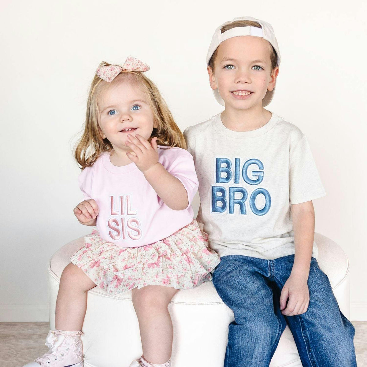 Lil Sis Embroidered Patch Short Sleeve Romper - Ballet