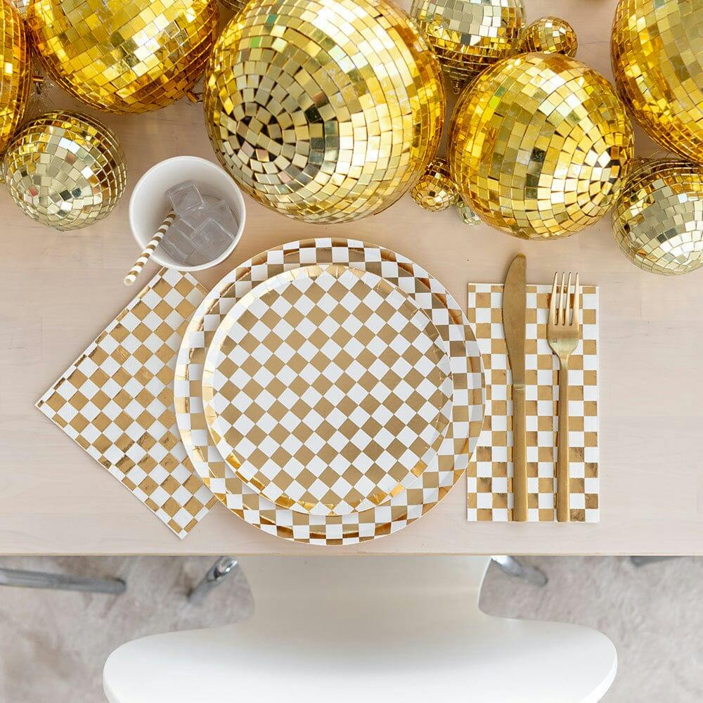 Check It! Gold Clash Check Guest Napkins