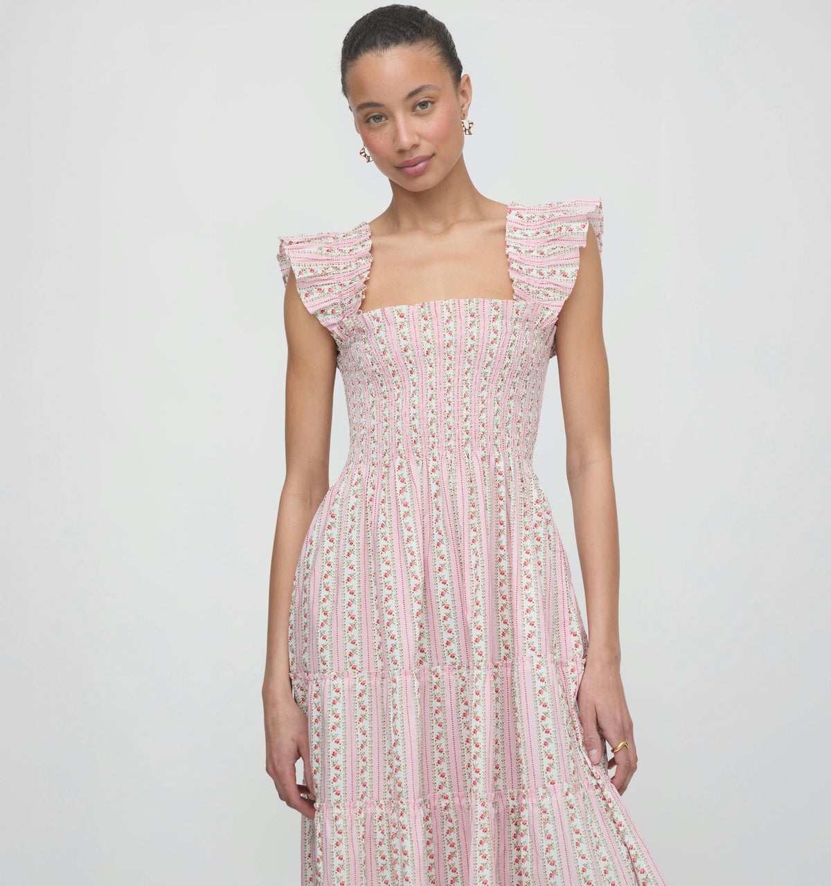 The Ellie Nap Dress - Pink Floral Dot Stripe