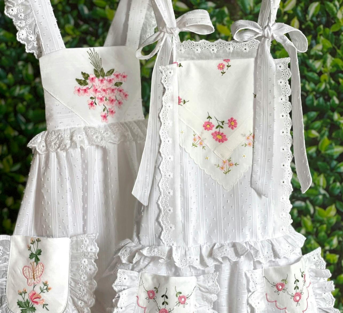 6y Drop-Waist Handkerchief Dress - Pink & Red Roses