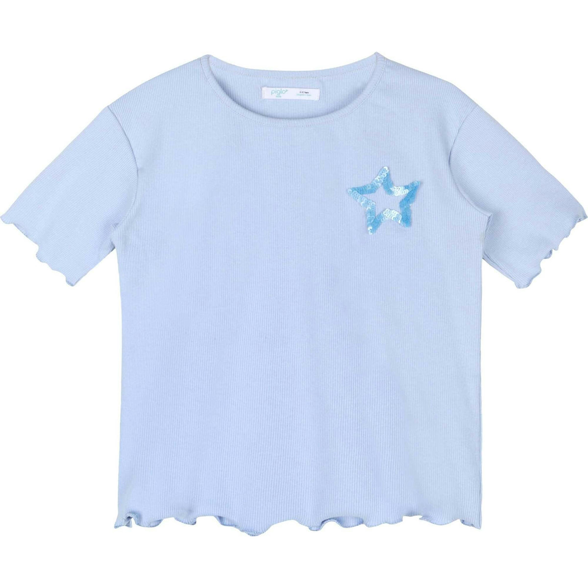 Blue Sequin Star Ribbed Top