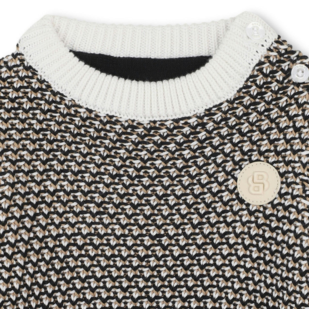 Baby Boys Black, Beige & Ivory Logo Knitted Jumper