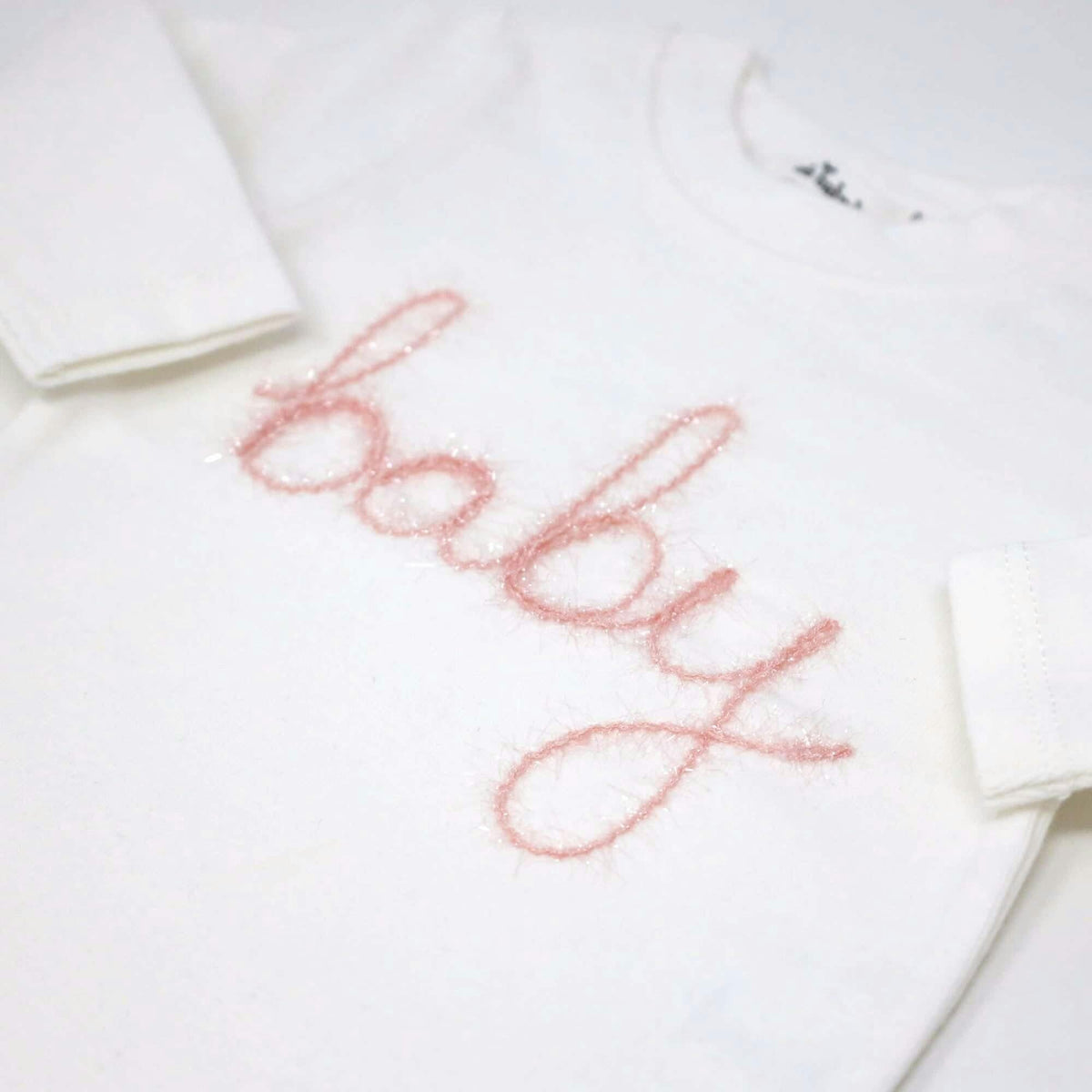 "Baby" Pink Sparkle Embroidered Two Piece Set