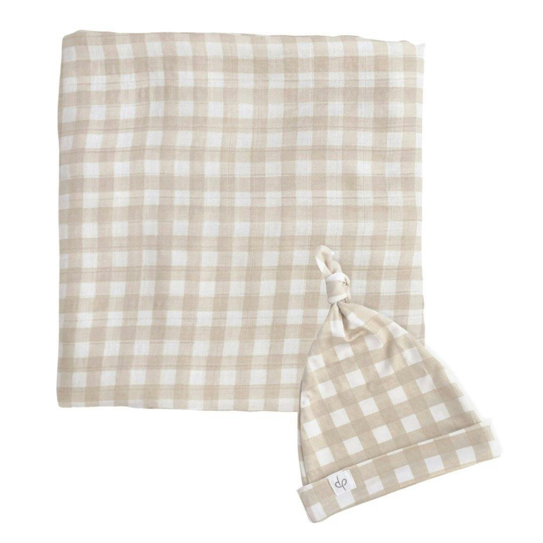 Bamboo Muslin Swaddle Blanket & Topknot Set - Ribbits By The Pond