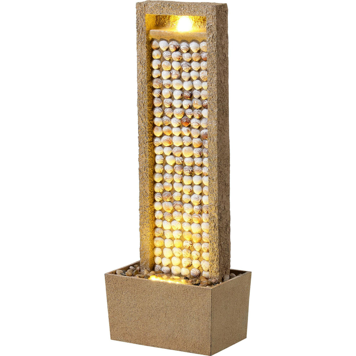 Teamson Home Coastal Seashells Design Outdoor Water Fountain with Warm Glow Lighting
