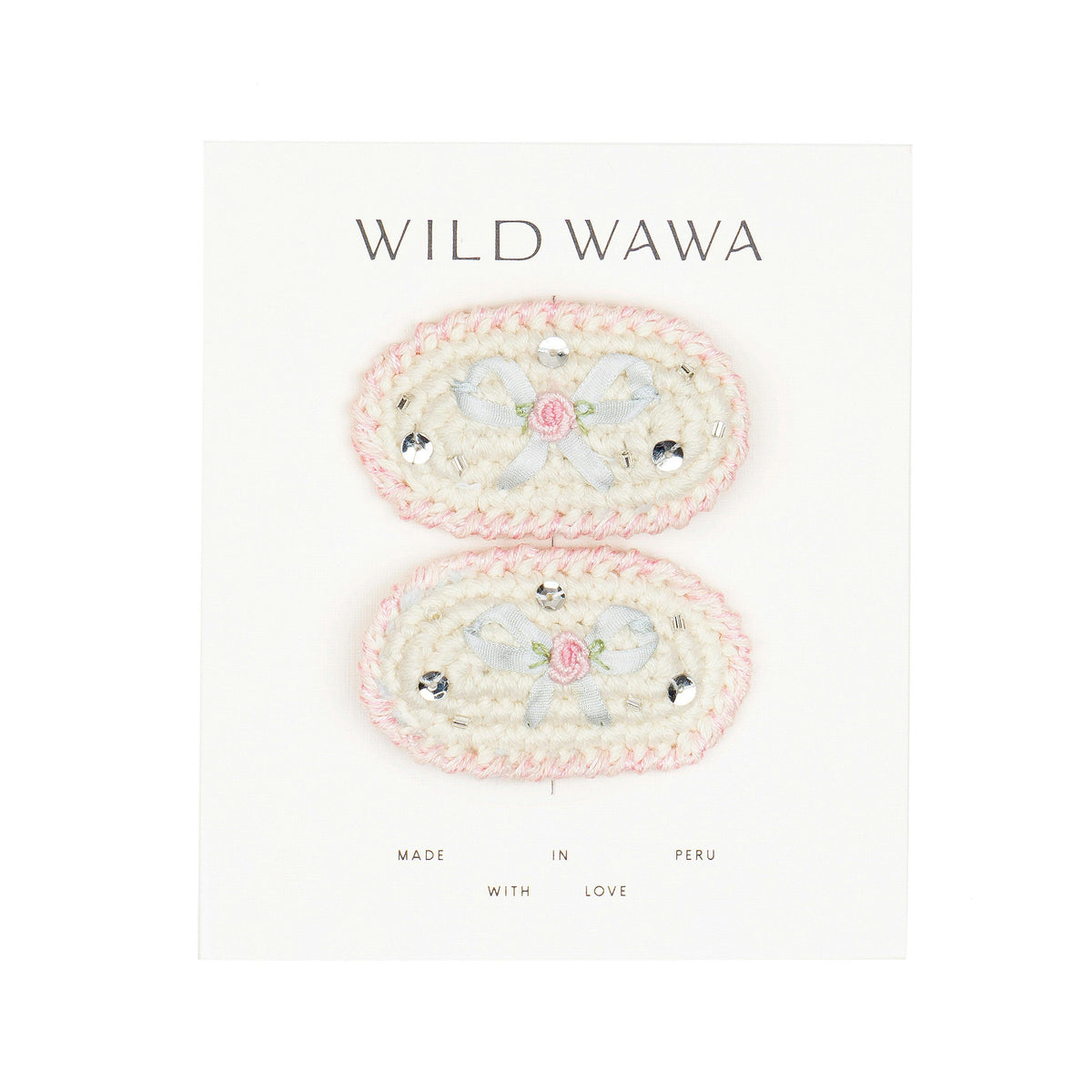 Crochet Clip Set in Blue Bow