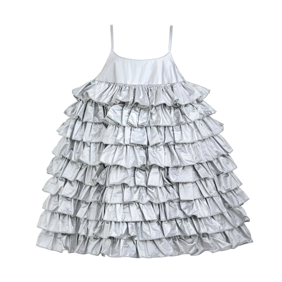 Silver Valeriane Tiered Ruffle Dress