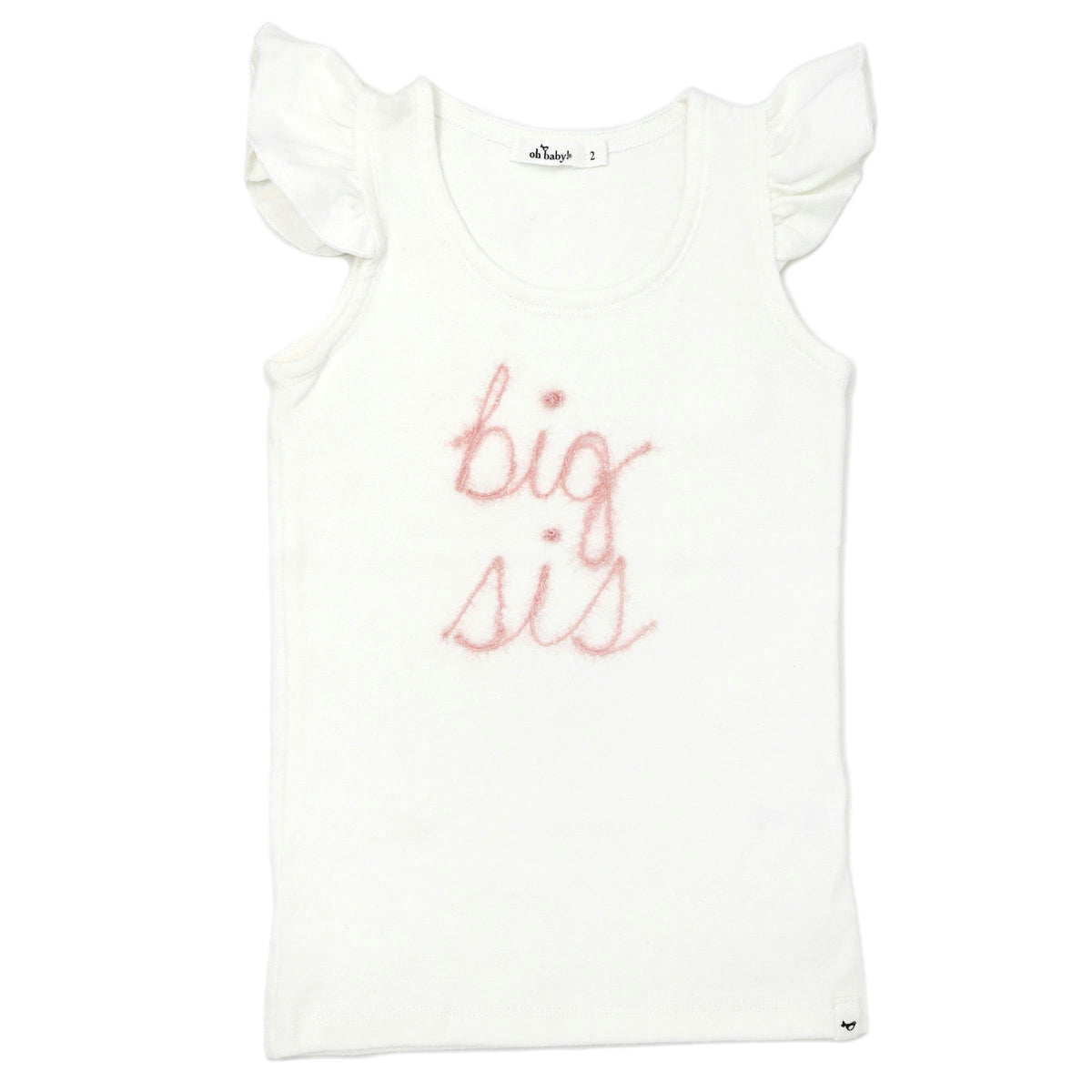 "big sis" Embroidered Cotton Baby Rib Full Sleeve Tank